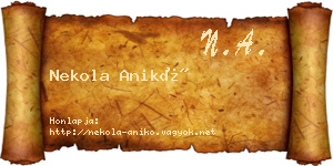 Nekola Anikó névjegykártya